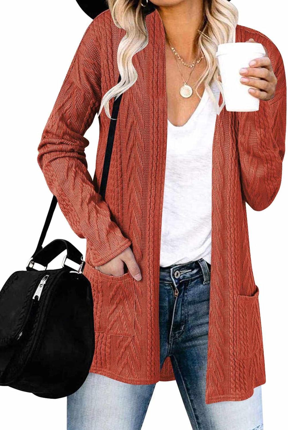 Stylish MEROKEETY Women's Casual Long Sleeve Cardigan with Pockets
