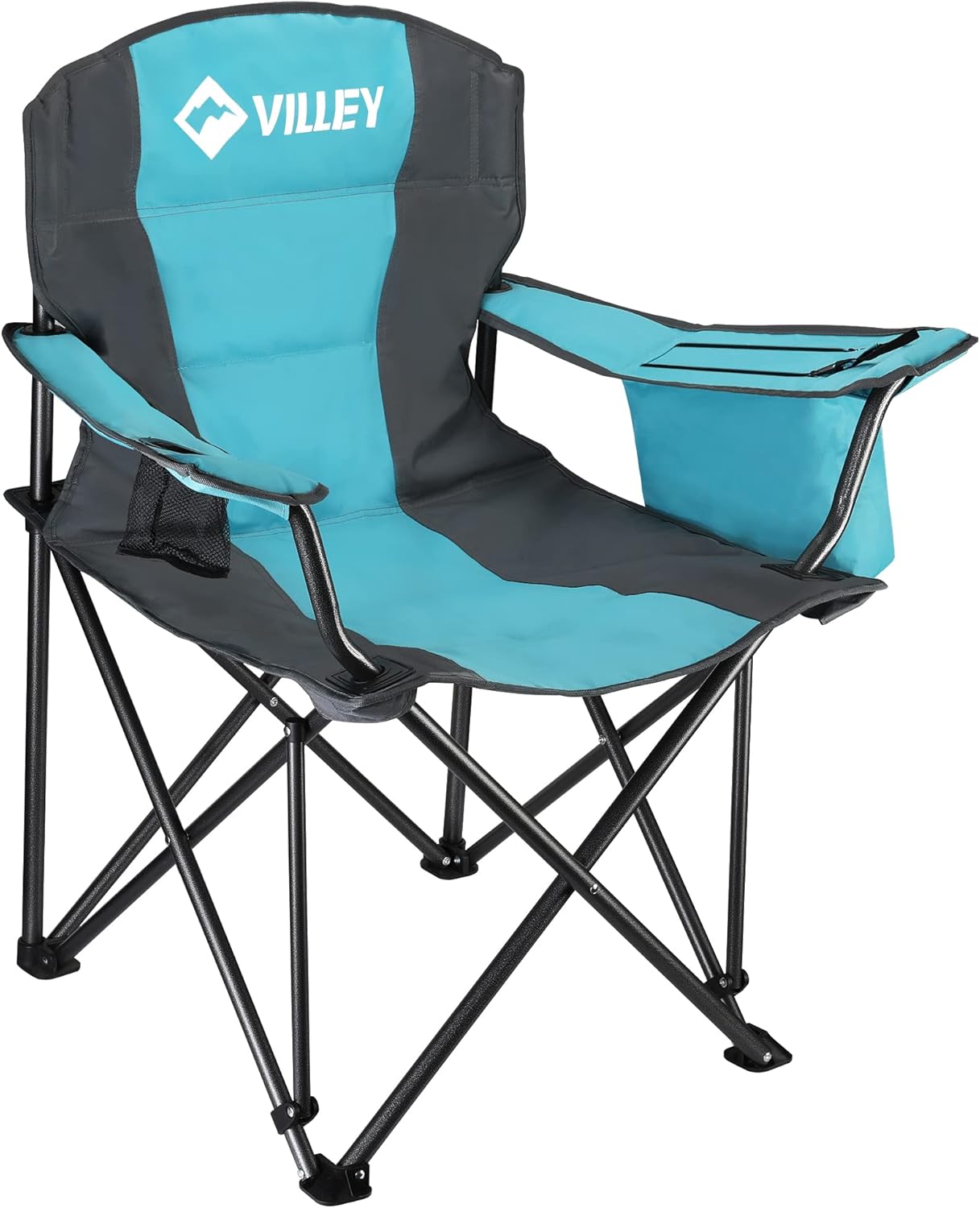 VILLEY Oversized Folding Camp Chair, 400 LBS Support, Cooler Bag
