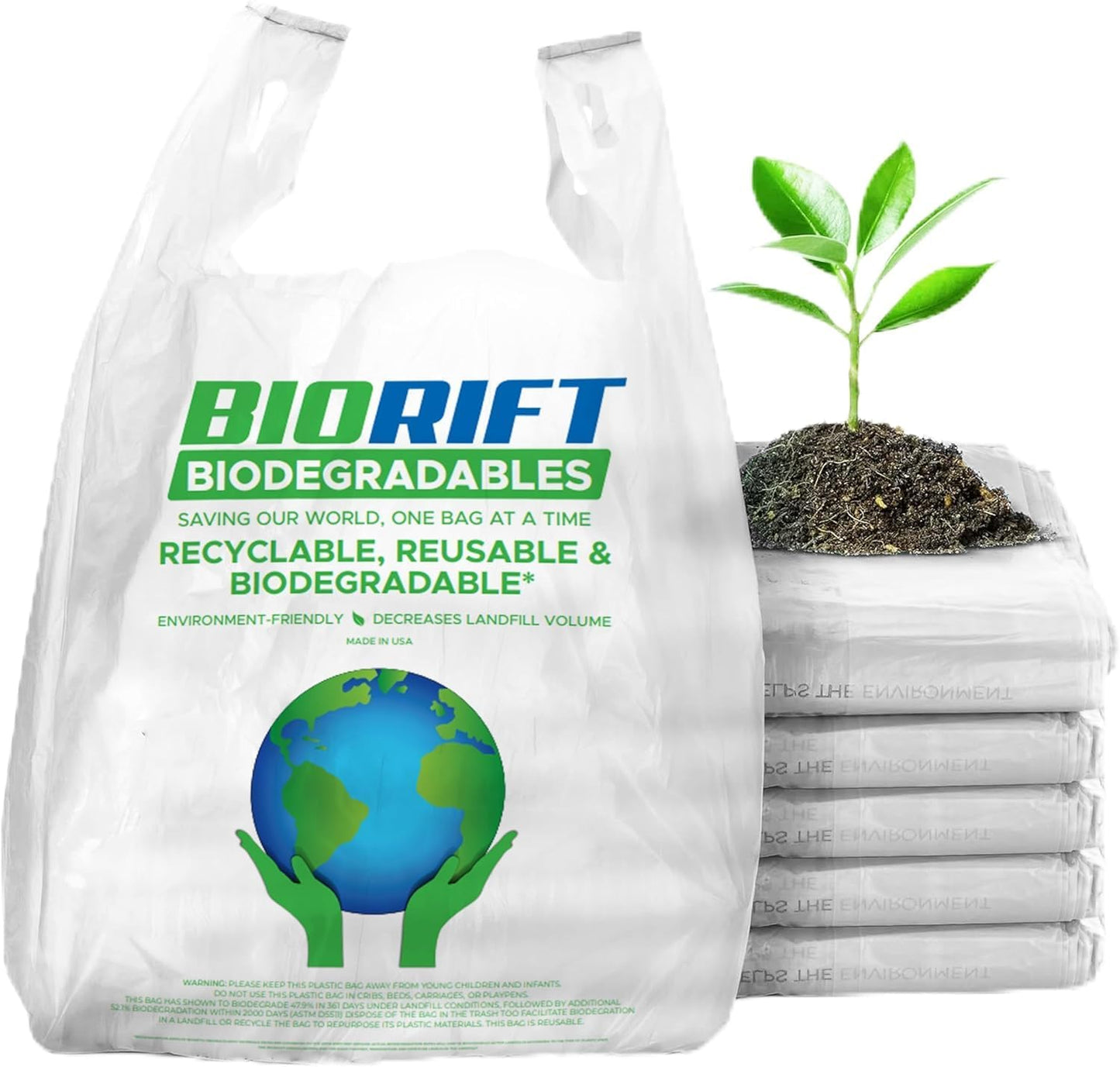 Biodegradable Thank You Bags - 500 Count Eco-Friendly Solution