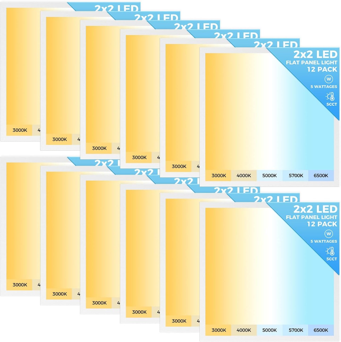 AIKVSXER 12 Pack 2x2 LED Flat Panel Light for Bright Spaces