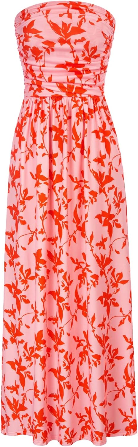 Stylish Strapless Maxi Dress with Pockets for Women