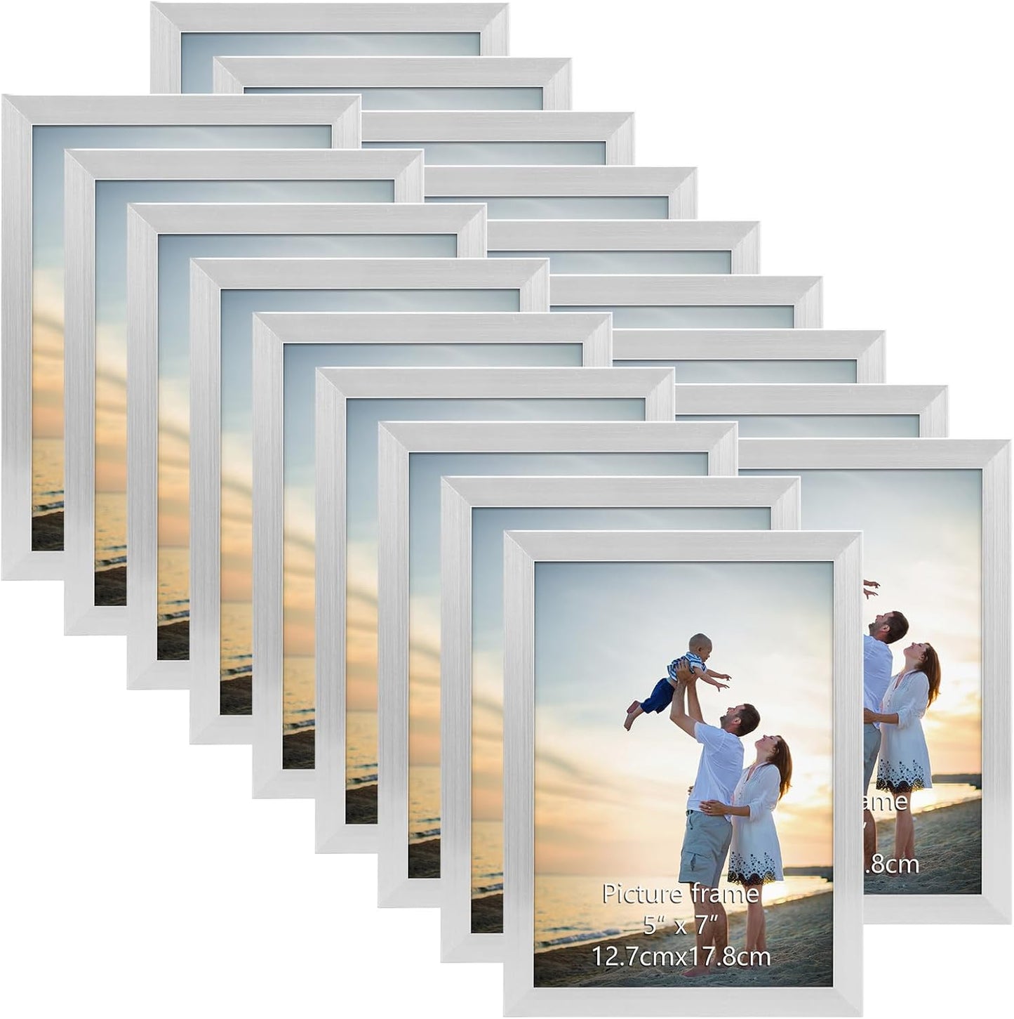 18 Pack 5x7 Silver Picture Frames Set for Stylish Displays