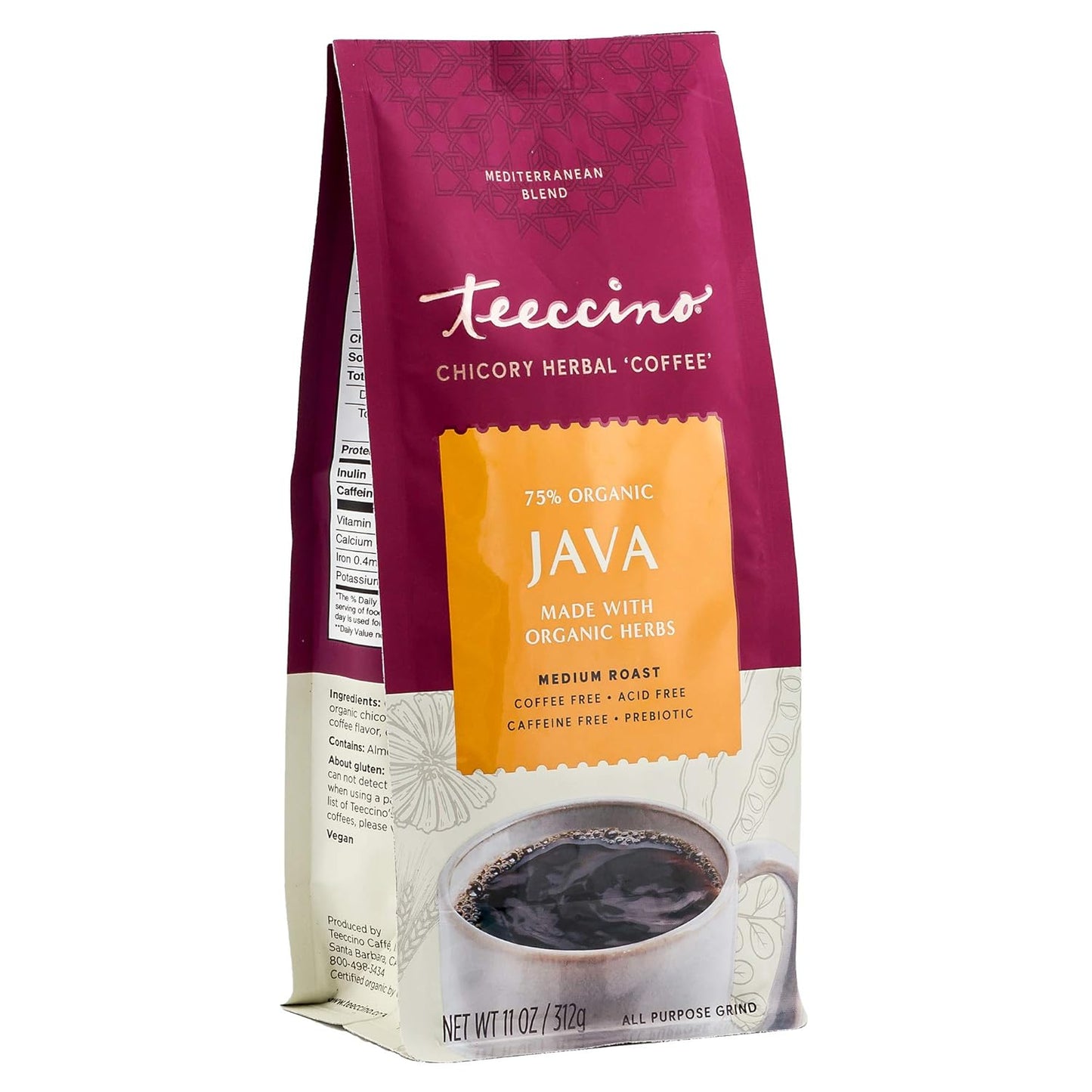 Prebiotic Herbal Coffee: Teeccino Medium Roast