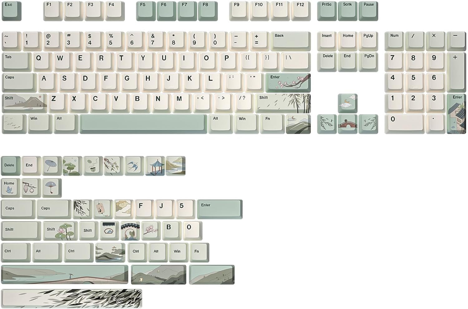 YUNZII Spring Tea Dye Sublimation PBT Keycaps for Gaming
