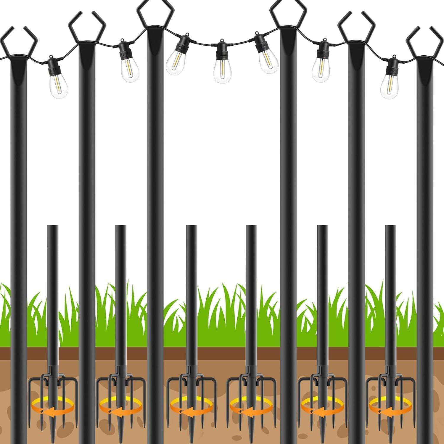 10 ft Outdoor String Light Poles for Deck and Garden Decor