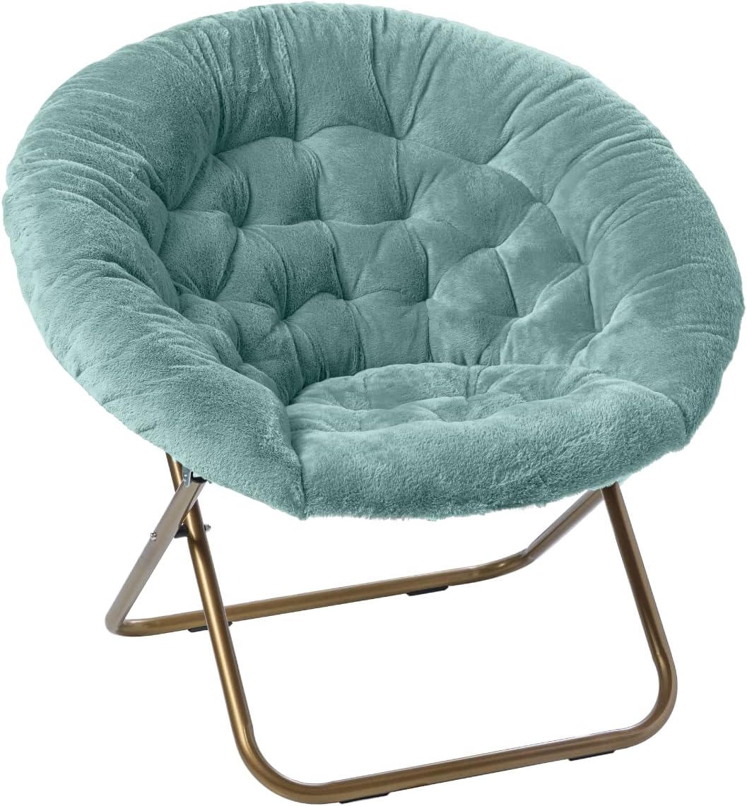 Milliard Saucer Chair for Adults, Teens & Kids - Blue Faux Fur