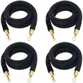 Velvet Stanchion Rope 4 Pack 6.5 ft Black with Gold Hooks - Elegant