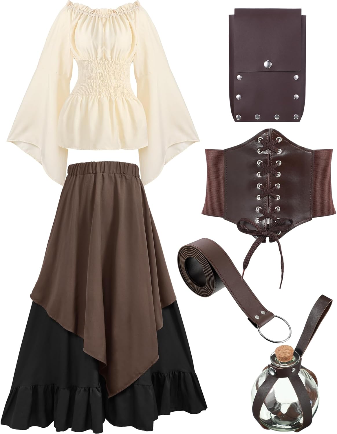 Hillban Women Medieval Renaissance Dress Costume for Halloween