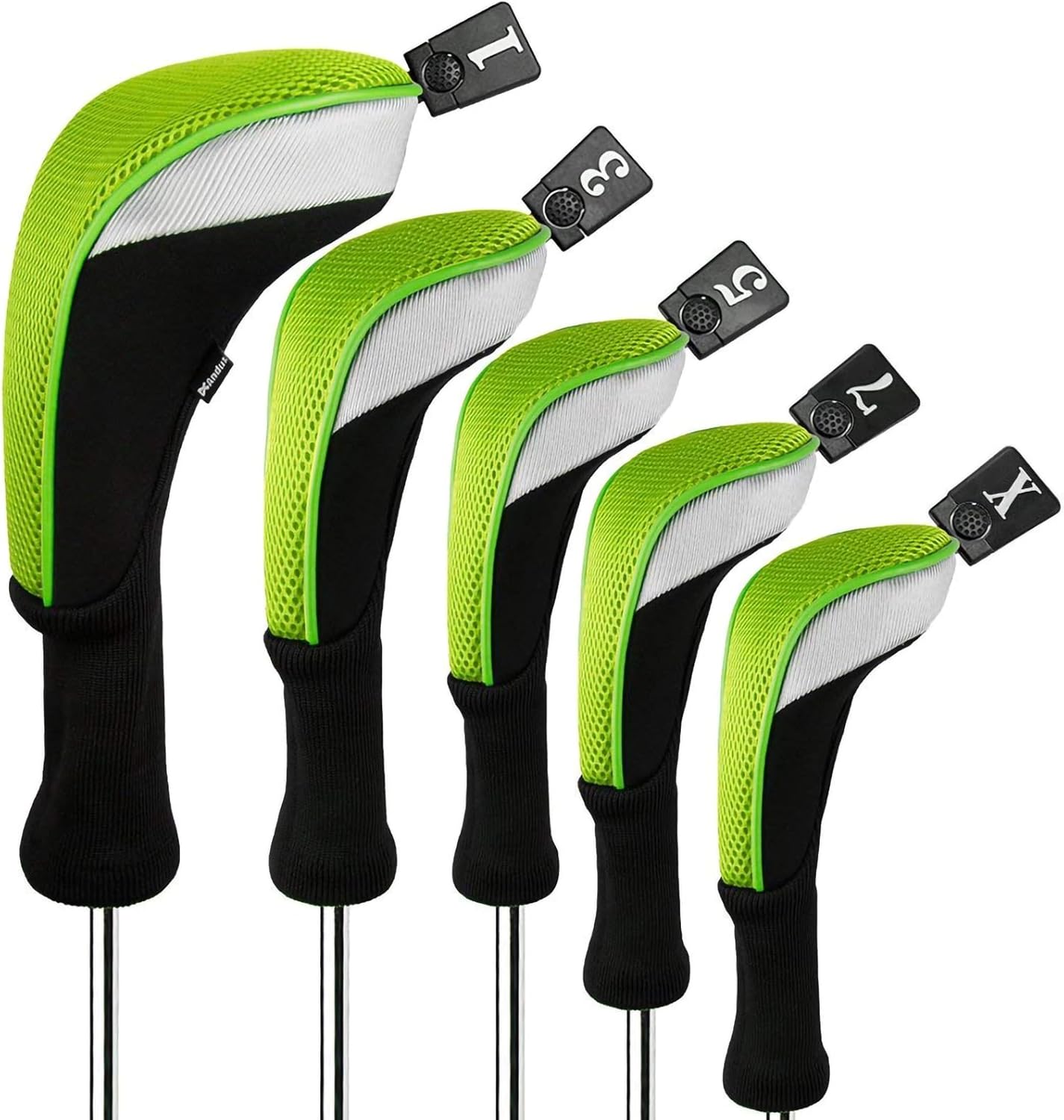 Andux 5pcs Set Mesh Golf Driver Fairway Wood Club Head Covers