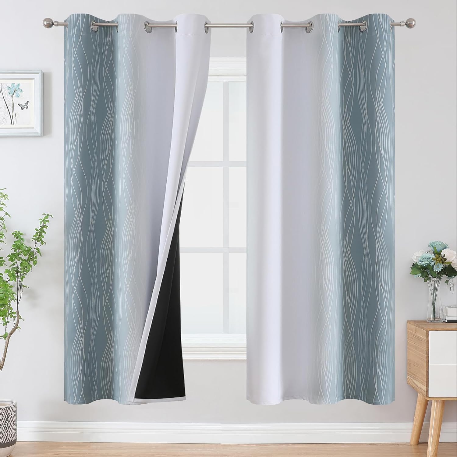 Ombre Blackout Curtains for Bedroom and Living Room, 72 in