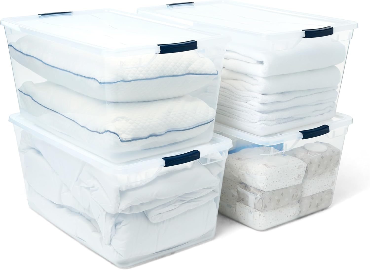 Rubbermaid Cleverstore 95 Qt Clear Storage Bins for Home Use