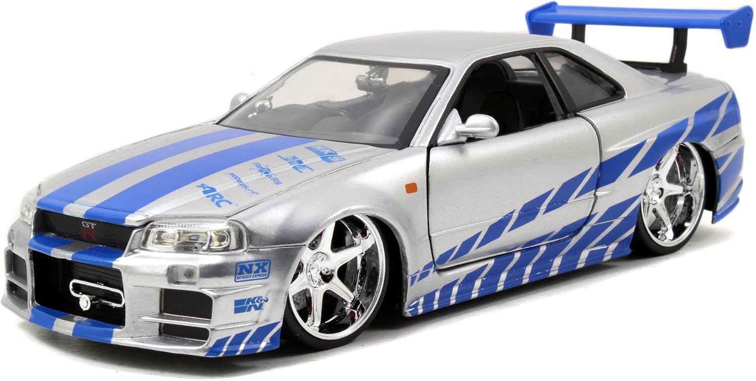 Fast & Furious Jada 1:24 Nissan Skyline R34 - Silver & Blue