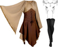 Haysandy 4 Pcs Women Elf Costume Renaissance Irish Dress Set - Cosplay