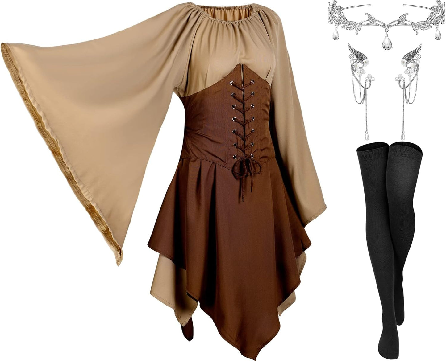 Haysandy 4 Pcs Women Elf Costume for Halloween and Cosplay