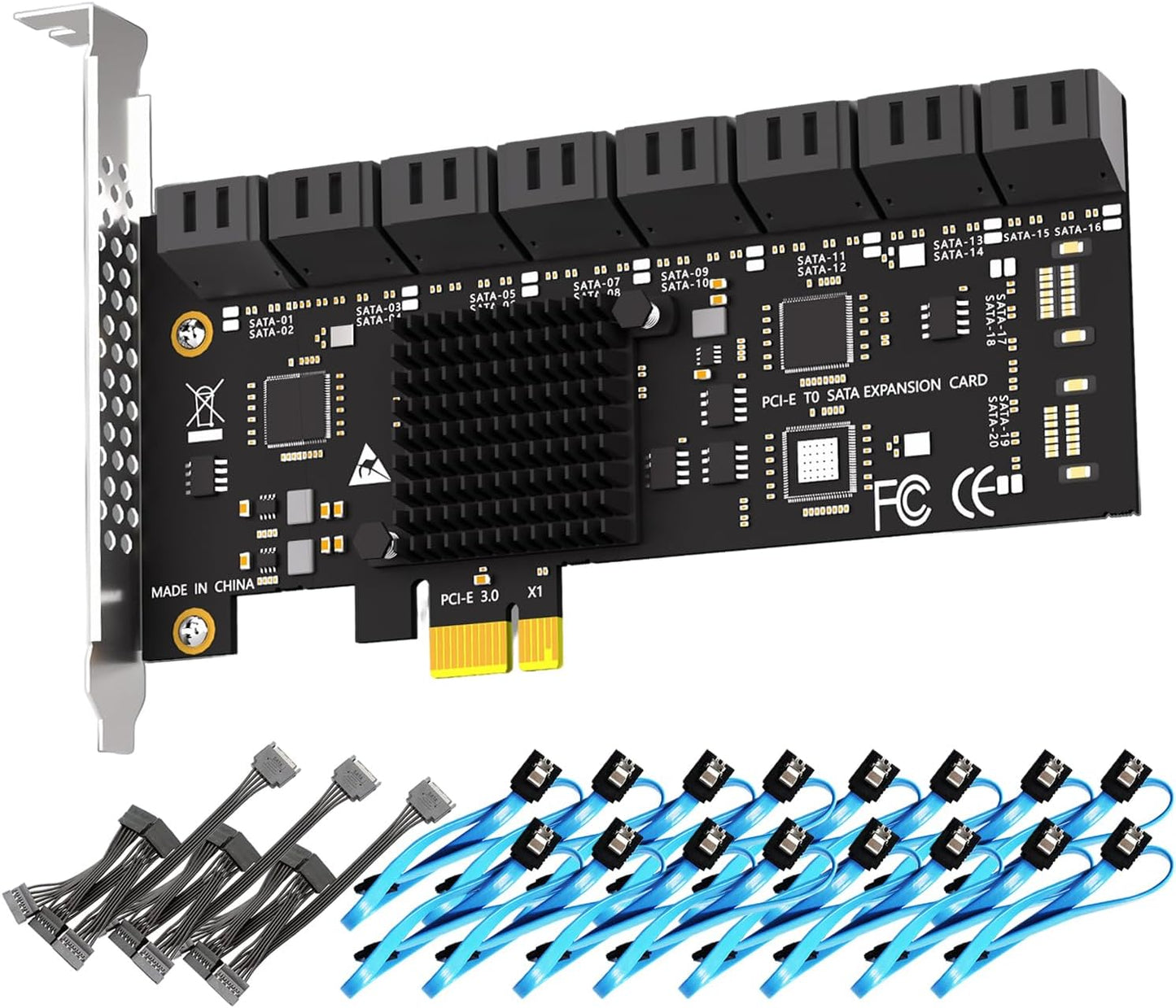 GLOTRENDS 16-Port PCIe X1 SATA Expansion Card for Massive Storage