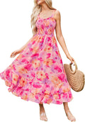 Floral Boho Maxi Dress Square Neck Strapped Sundress - Summer Ready