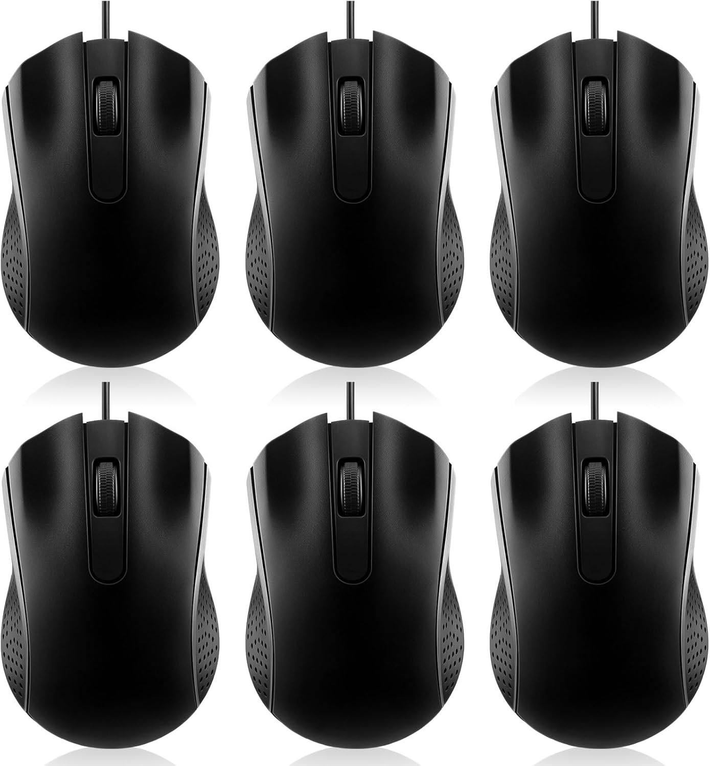 6Pcs Black Corded USB Wired Mouse Set - Office Essential