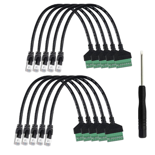 10 Pcs RJ45 Male to 8 Pin Screw Terminal Adapter for Ethernet