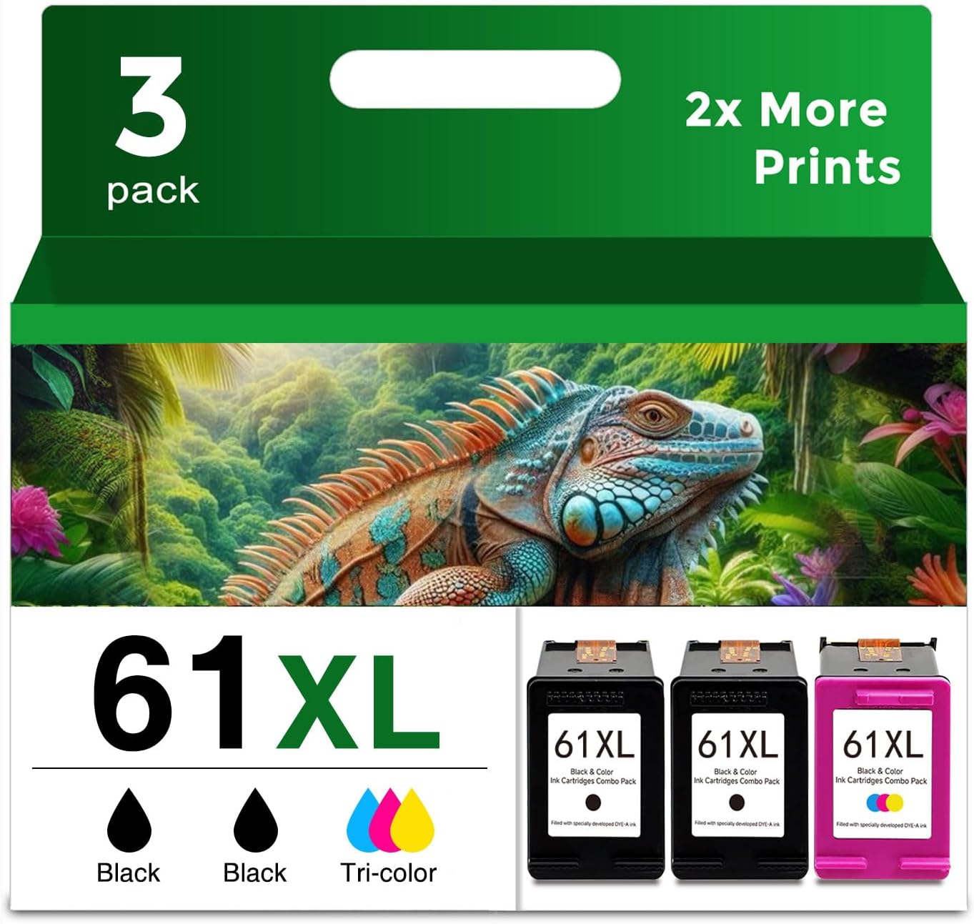 Remanufactured Ink Cartridge Replacement for HP 61XL Combo Pack