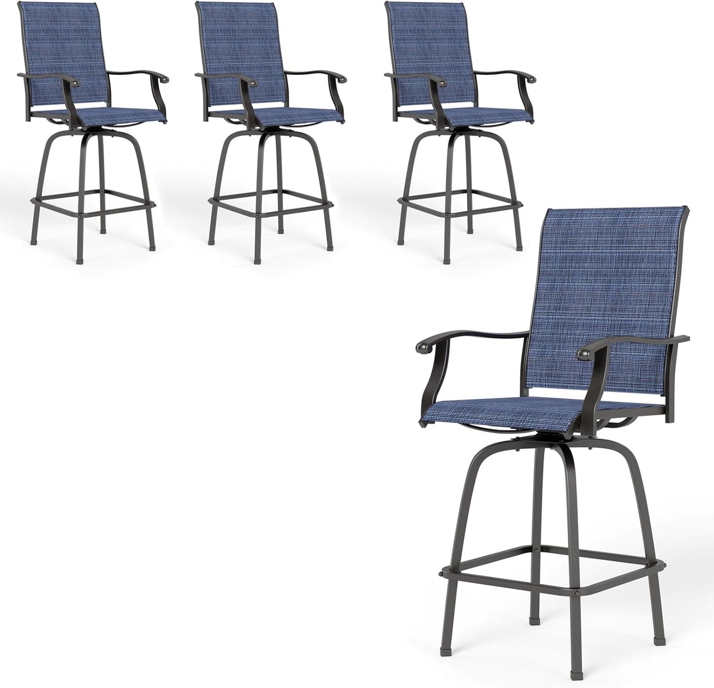 PHI VILLA Outdoor Swivel Bar Stools Set of 4 for Patio Use