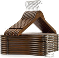 Amber Home 30-Pack Vintage Wooden Coat Hangers - Walnut Wood Suit