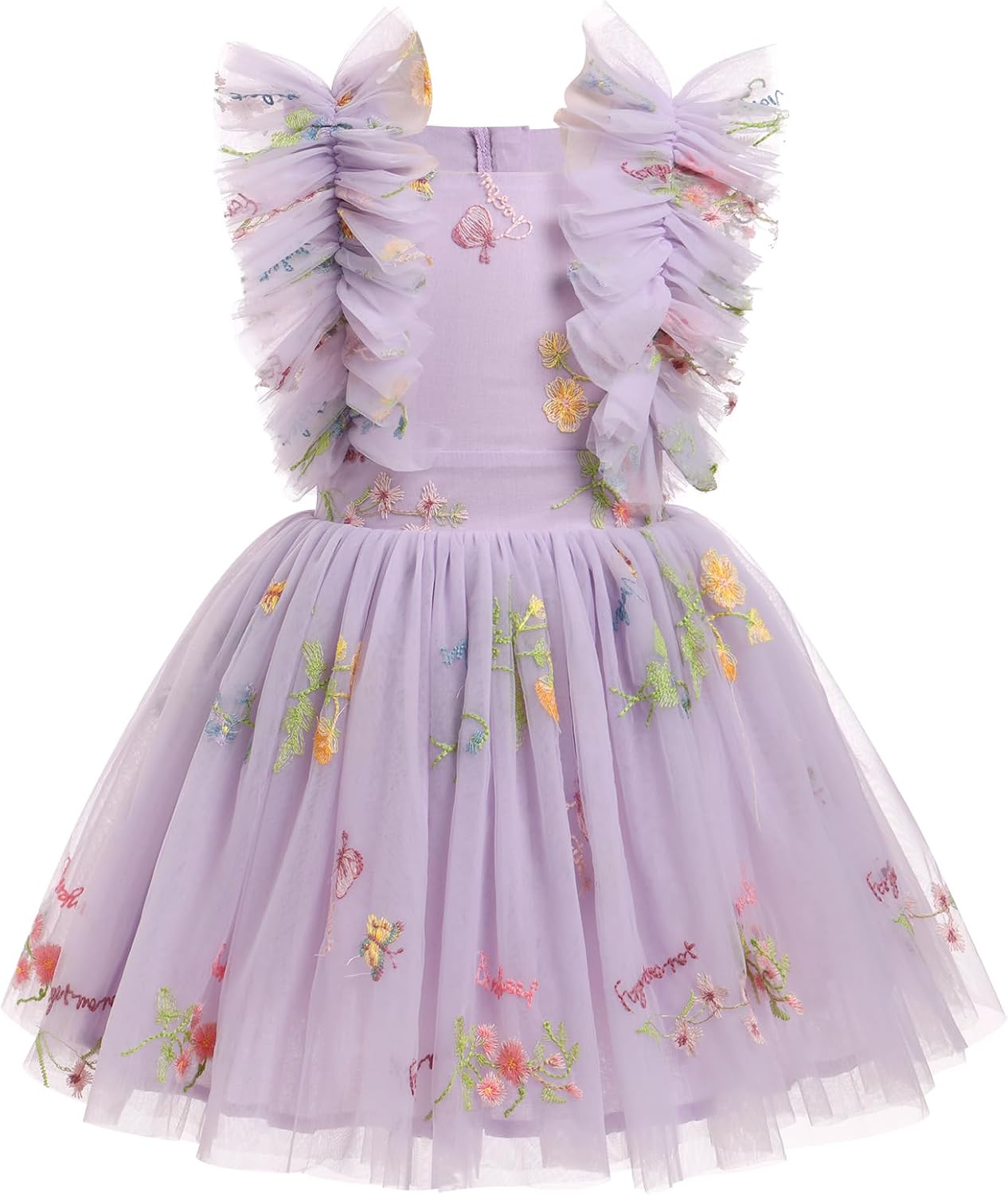 Girls Birthday Party Dress with Butterfly and Polka Dots