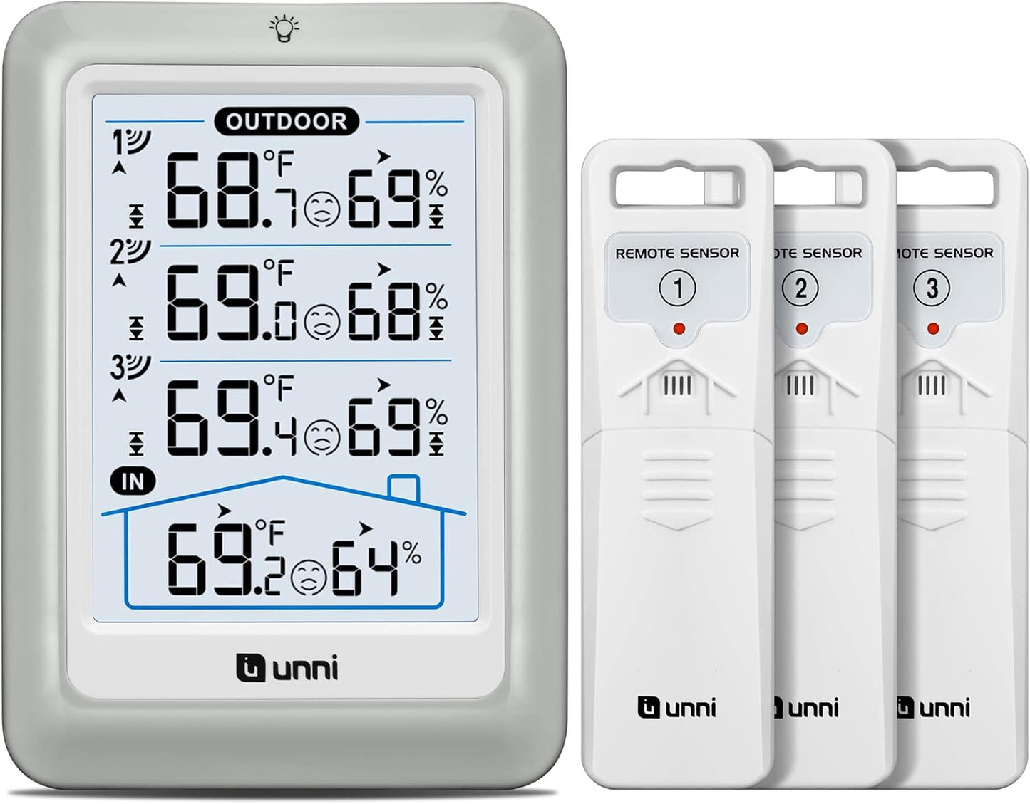Wireless Digital Thermometer - 330ft Range Sensor, Adjustable Backlight