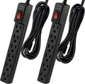 Power Strip Surge Protector 25 FT - 6 Outlets, 2-Pack - Reliable Home