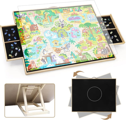 2-in-1 Tilting & Rotating Puzzle Board for 1500 Pieces Fun