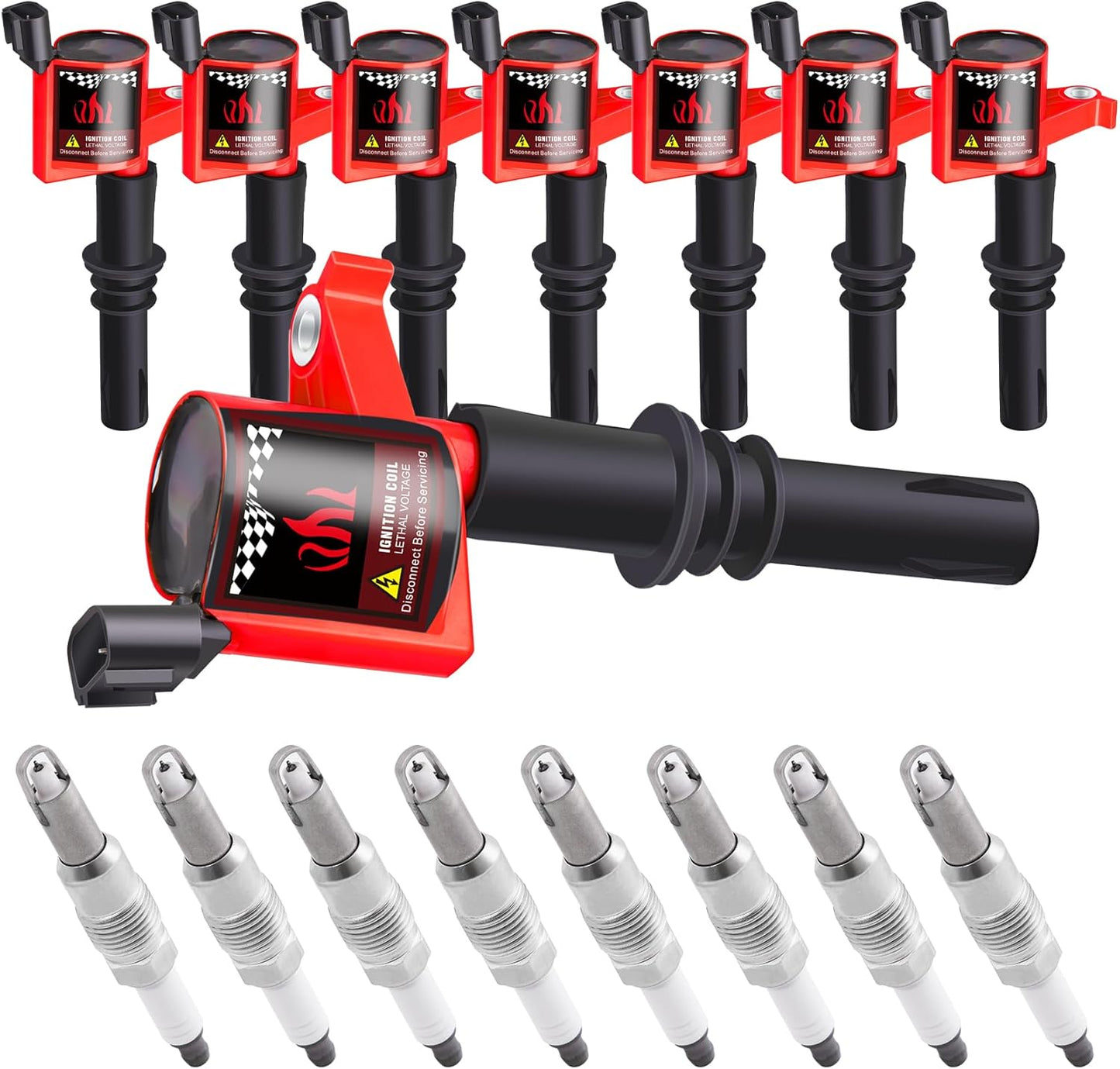 B4B BANG 4 BUCK Set of 8 Ignition Coils & Spark Plugs for Ford