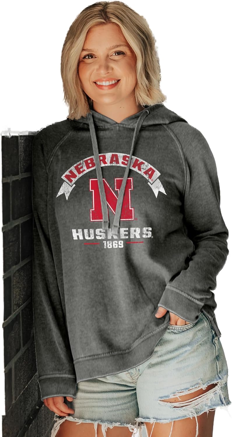 Nebraska Cornhuskers Women's Burnout Hoodie for Team Pride