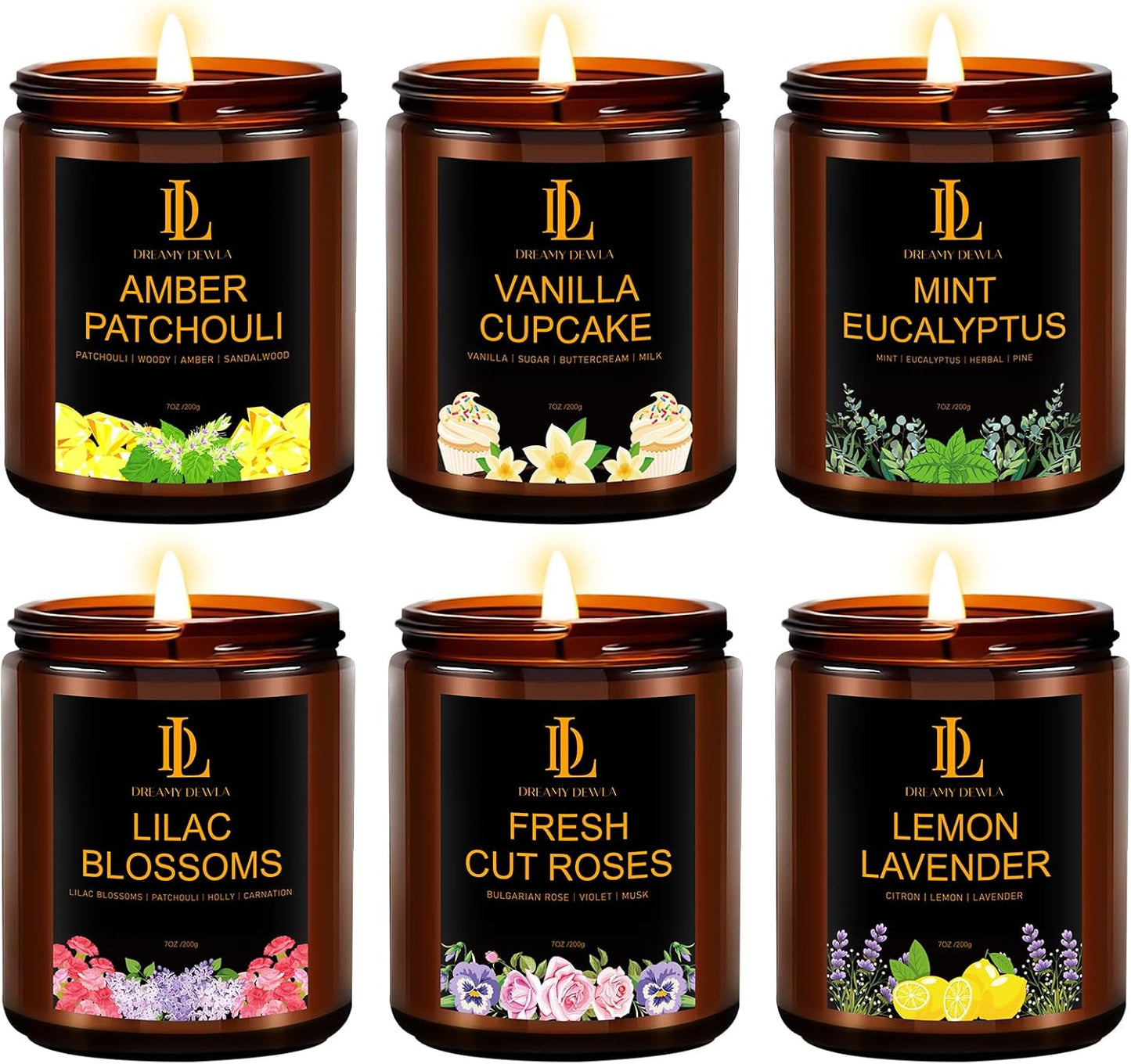 6 Pack Candles for Home Scented Gifts Set for Women Men