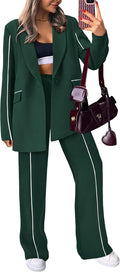 PRETTYGARDEN Womens Dressy Blazer Suit Set - Oversized Jacket & Wide