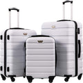 3 Piece White Spinner Luggage Set 20in 24in 28in - Lightweight TSA