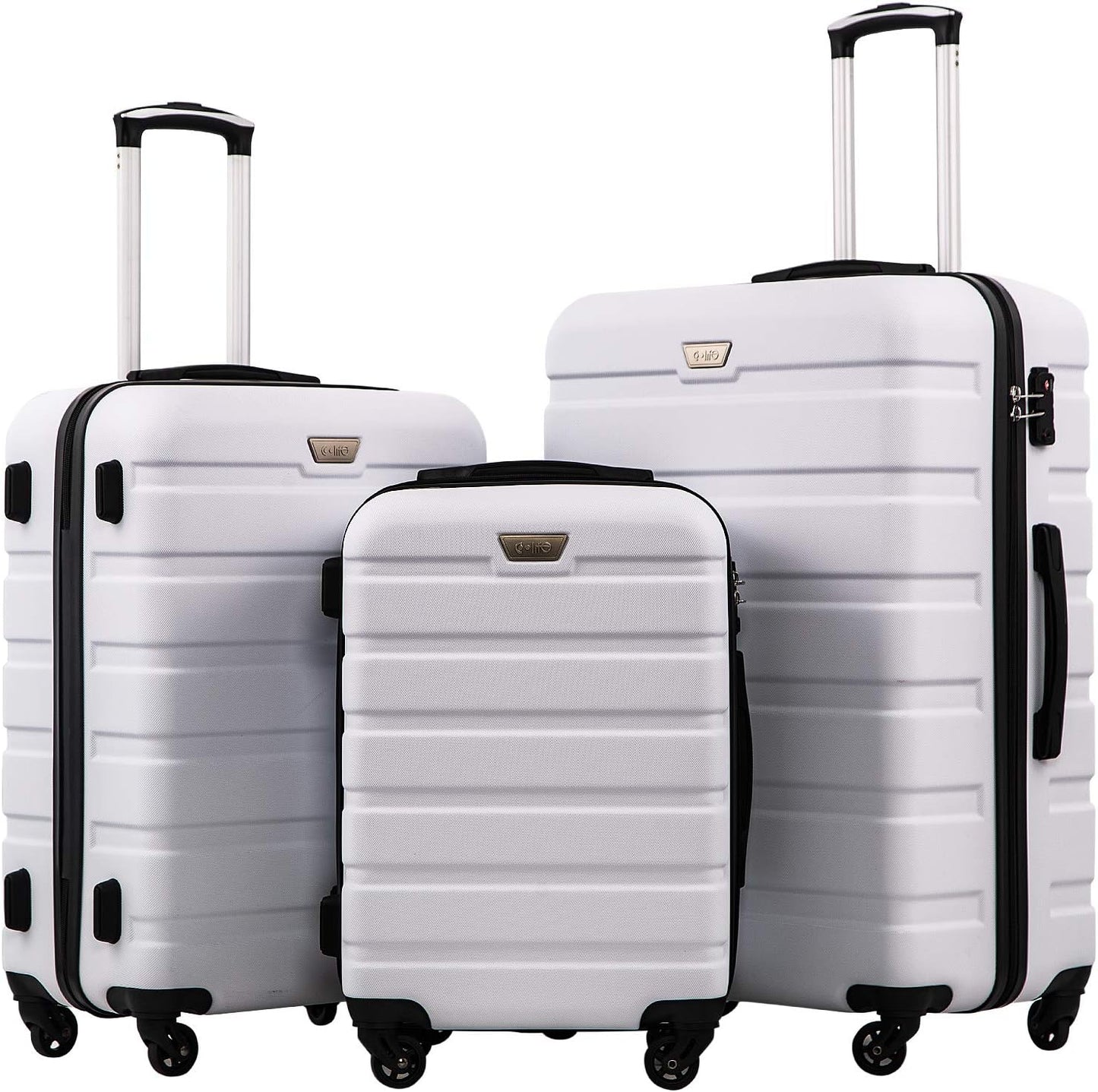 Coolife Luggage 3 Piece Set with Spinner Wheels and TSA Lock