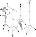 GRIFFIN 4 Piece Drum Hardware Pack - Portable Cymbal & Snare Set
