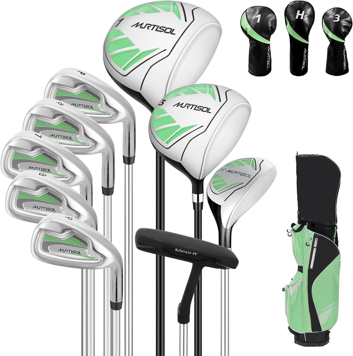 10 Pieces Complete Golf Clubs Set for Men and Women with Bag