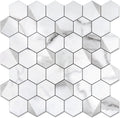 Hexagon Peel and Stick Backsplash Tile 12in Gray White Marble - Quick