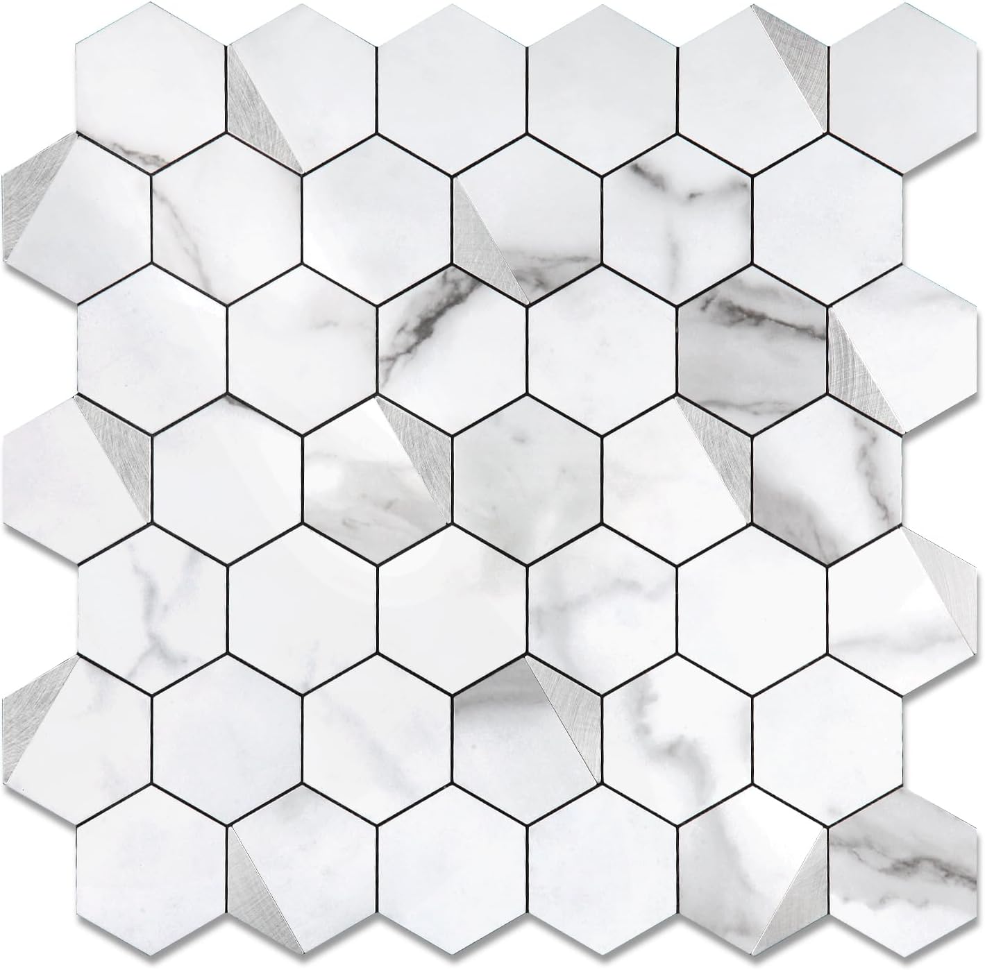 Hexagon Peel and Stick Backsplash for Kitchen Wall - 10 Sheets