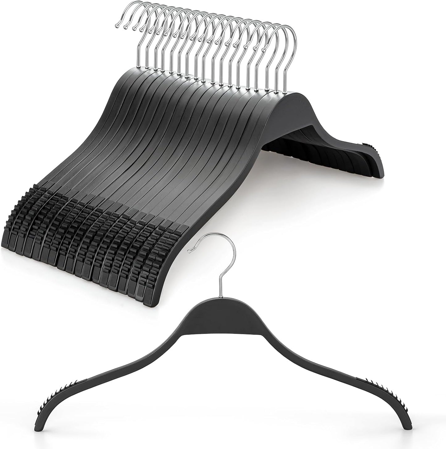TOPIA HANGER Slim Wooden Hangers with Non-Slip Rubber Grips
