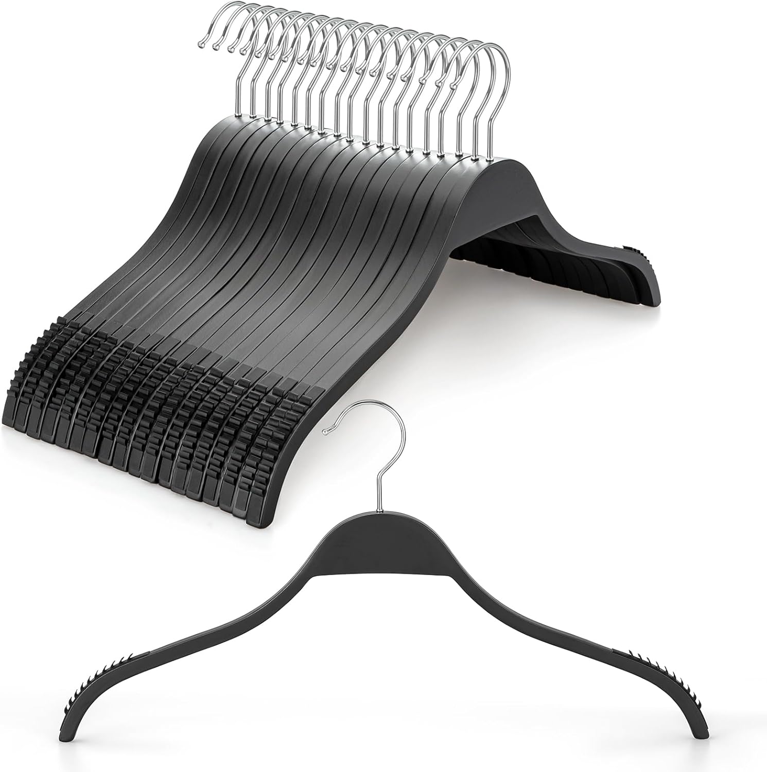 TOPIA HANGER Slim Wooden Hangers with Non-Slip Rubber Grips