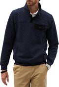 Men's Quilted Sweatshirt Stand Collar Pullover - Warm Casual
