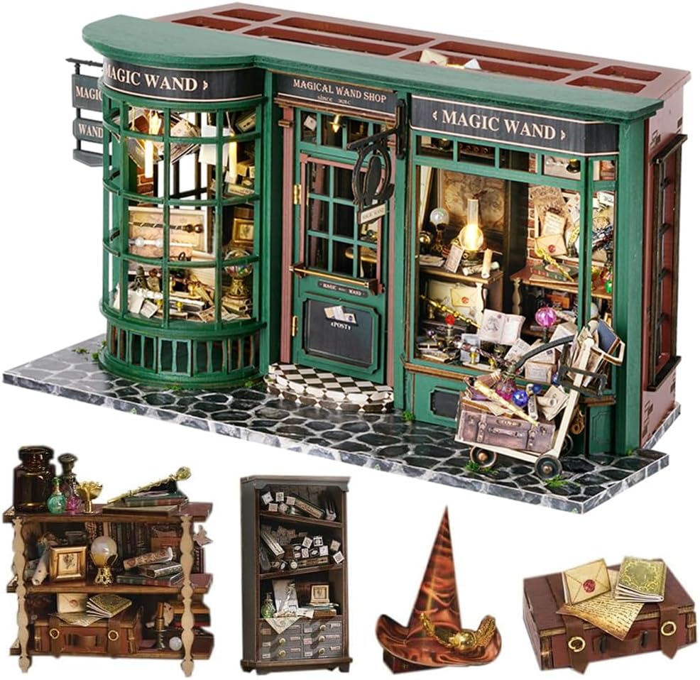 Lannso DIY Dollhouse Miniature Kit - Magic Wand Shop for Adults