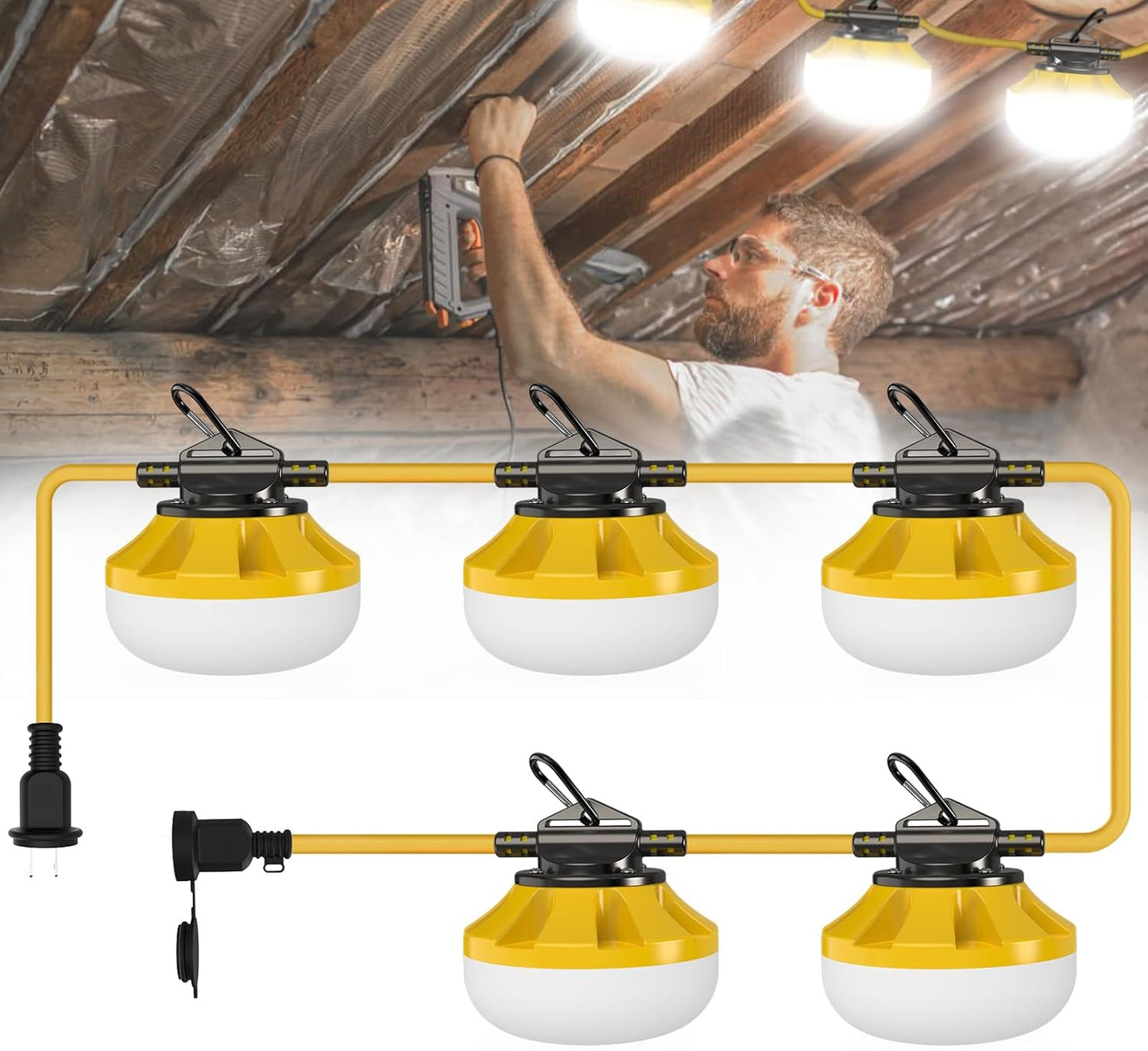 50FT Construction String Lights for Bright Work Areas and Safety