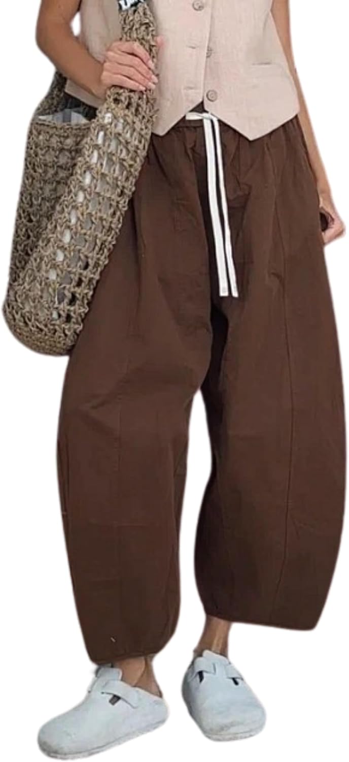 Cropped Barrel Jeans for Women - High Waisted Denim Pants