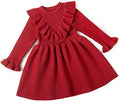 Curipeer Infant Toddler Girls Ribbed Knit Sweater Dress - Cozy Ruffle