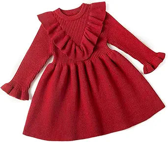 Curipeer Infant Toddler Girls Sweater Dresses Long Sleeve Cozy Dress