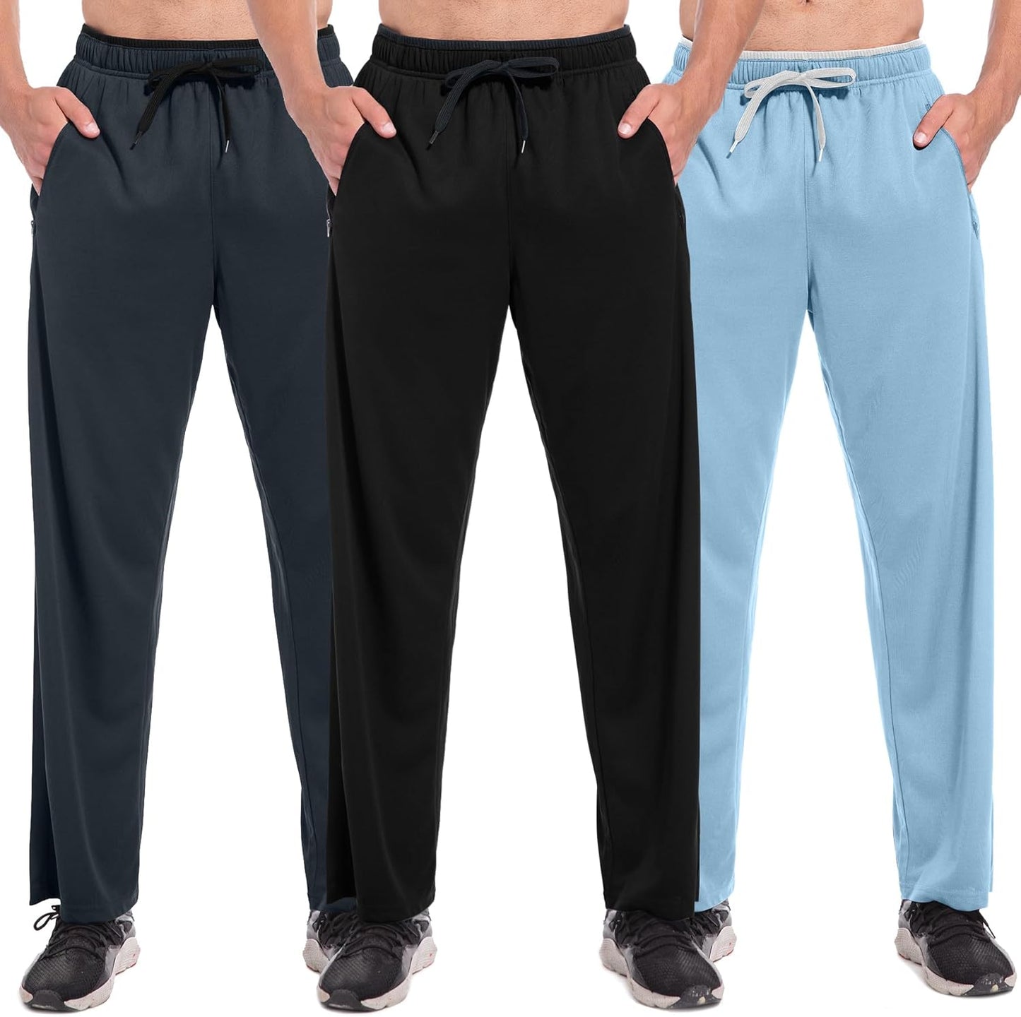 Mens Sweatpants with Zipper Pockets for Workout and Training