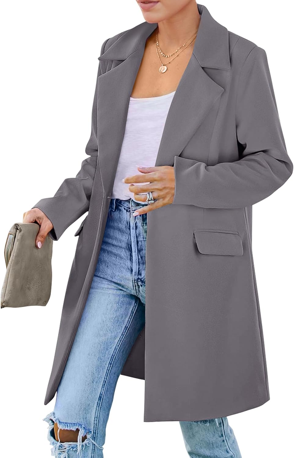 PRETTYGARDEN Women's Long Blazer Jackets for Work and Casual Wear
