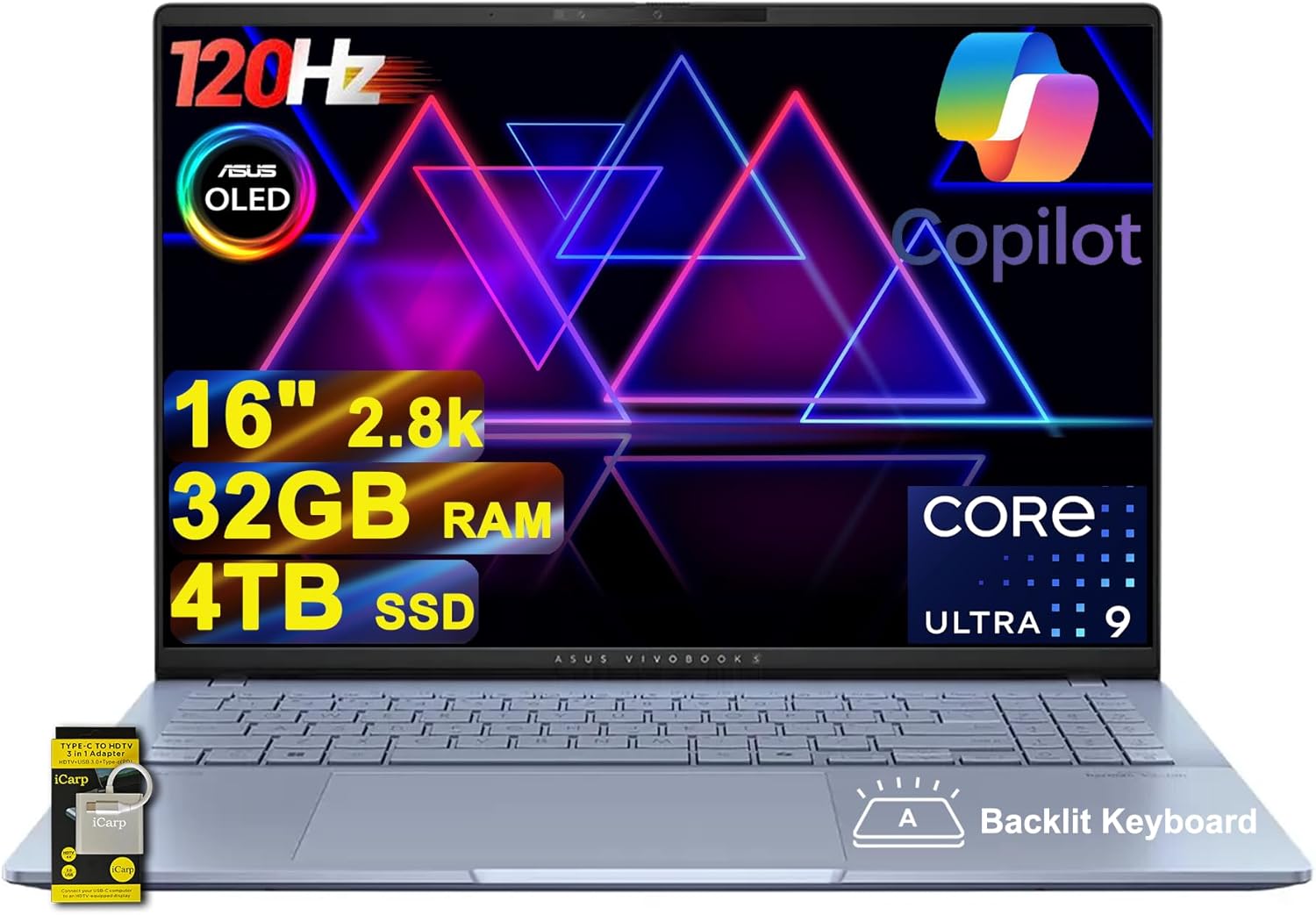 ASUS Vivobook S16 AI PC Laptop 16in 2.8k OLED 120Hz Performance